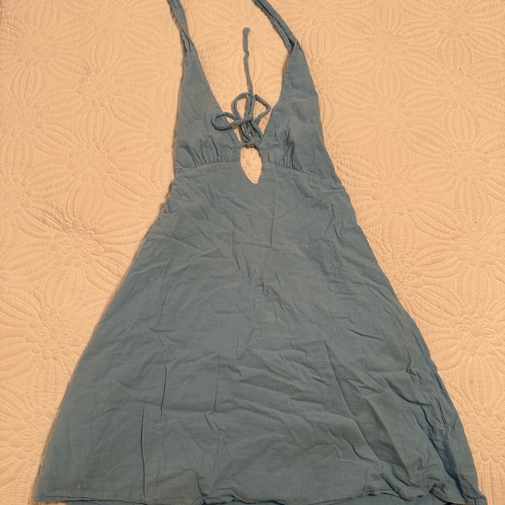 Blue Halter Mini Dress